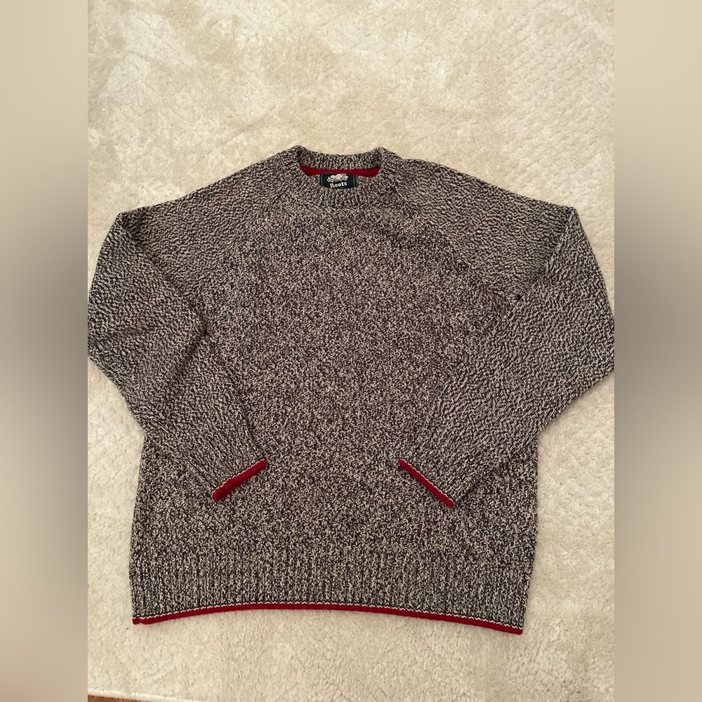 Roots Men's Charcoal Sweater with Crimson Details